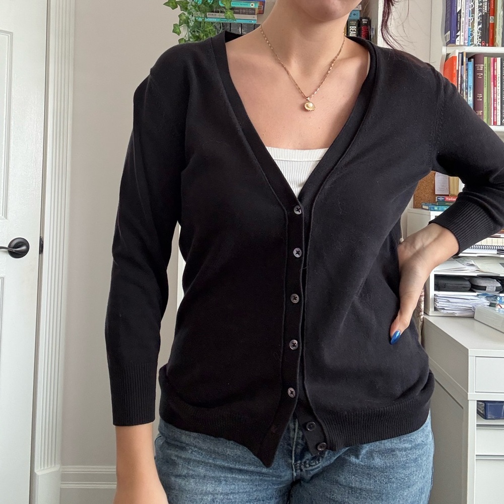 Jacob Black Fitted Button-Up Cardigan